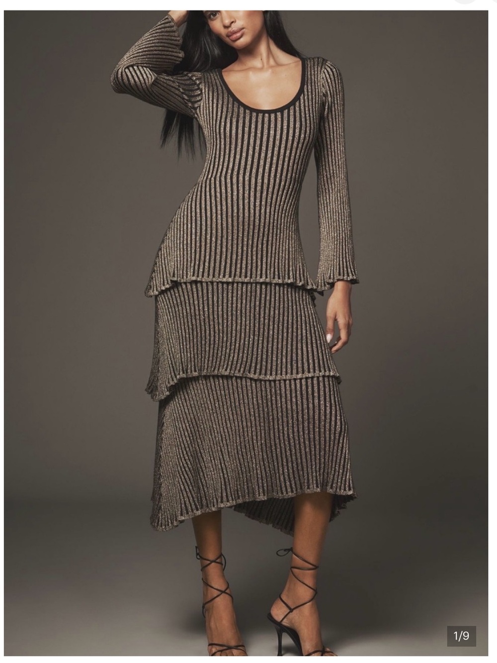 ⭐️NWT Anthropologie Siempre Tiered Shimmer Midi Dress